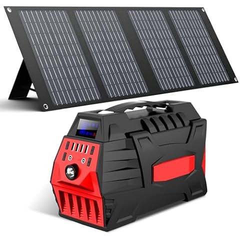 Solar Powered Generator 500W Rated, Portable Solar Generator Power Station with Solar Panels 40W Included, 296Wh Solar Power Bank with AC Outlet 110V for Home Use Camping Outdoor Adventure Cover
