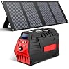 Solar Powered Generator 500W Rated, Portable Solar Generator Power Station with Solar Panels 40W Included, 296Wh Solar Power Bank with AC Outlet 110V for Home Use Camping Outdoor Adventure