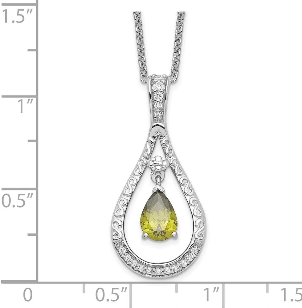 Necklace Chain White Sterling Silver Gemstone Cubic Zirconia Cz 18 In 2 Mm