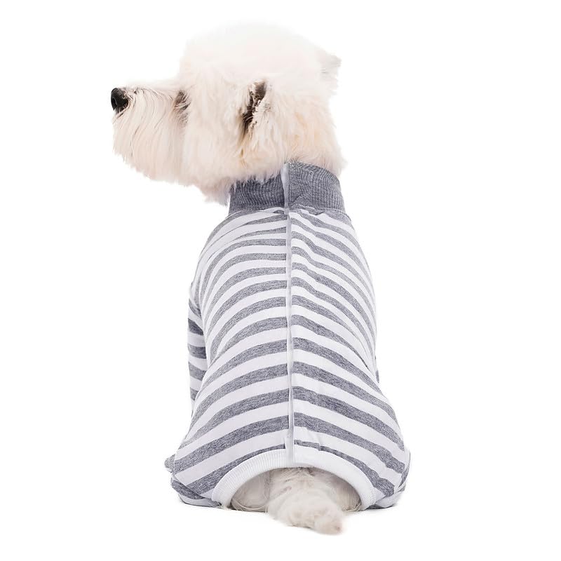 Image of Dog Surgery Recovery Suit for Small Dogs, 4-Legged Dog Onesie After Surgery with Back Snaps, Breathable Cotton Spay and Neuter Bodysuit for Female and Male Dogs