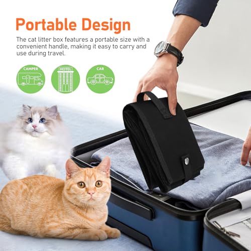 Caja de arena portátil para gatos PartyKindom con tapa y asa miniatura 6