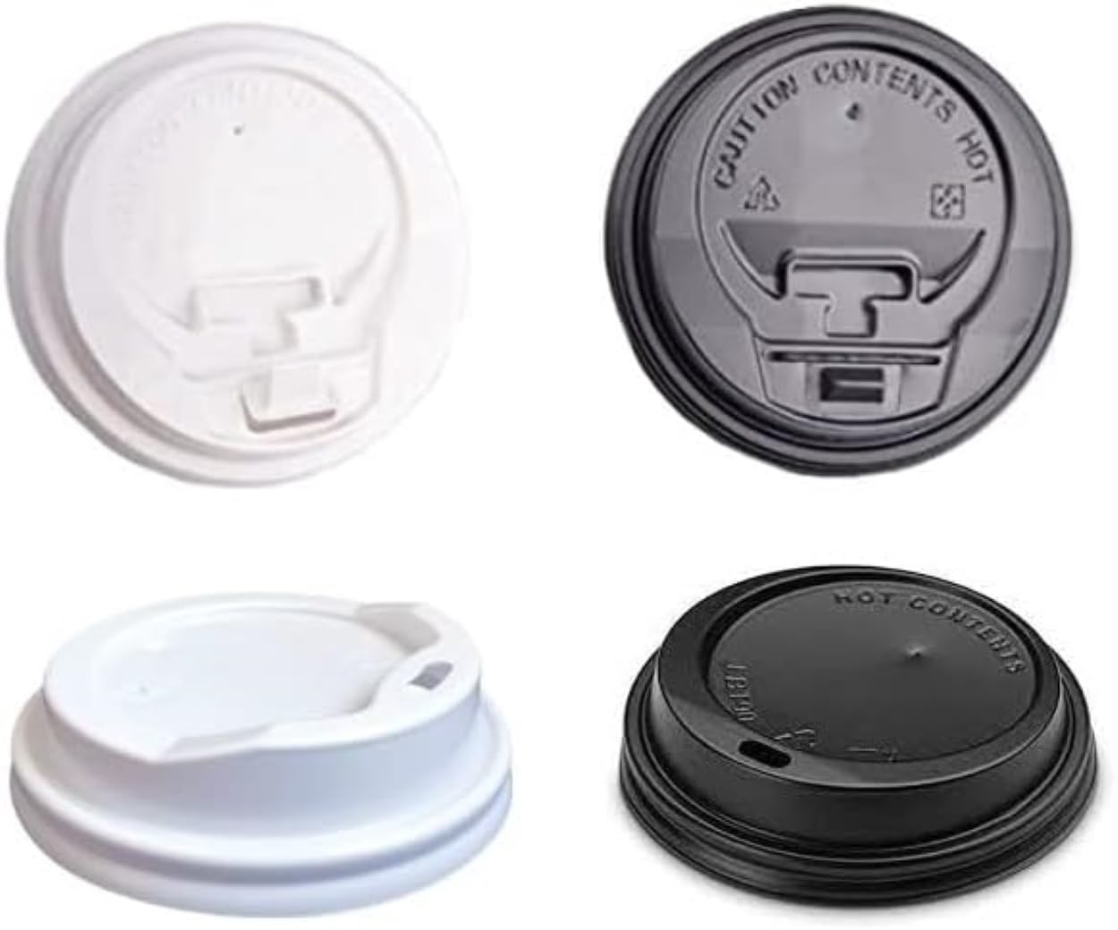 HOT BARGAINS Disposable Coffee Cup Lids, 1000 Count Black or White Lids for 12oz/16oz Paper Cups, Push-On Design