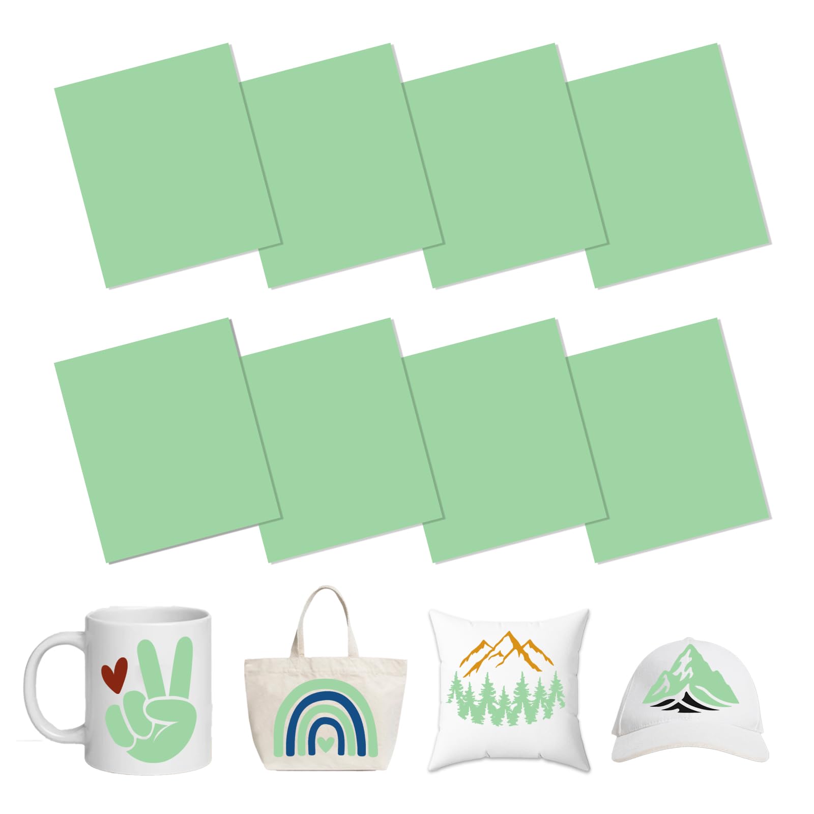 HTVSTD Mint Green Sublimation Transfer Ink Paper 8 Sheets 12 * 10in