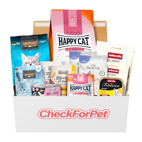 CheckForPet Katzenfutter Probierpaket Kitten Probierbox für Kitten & Jungkatzen mit Top-Bewerteten Marken zum Testen - Futterprobe Nass- & Trockenfutter - Kittenfutter Geschenkidee