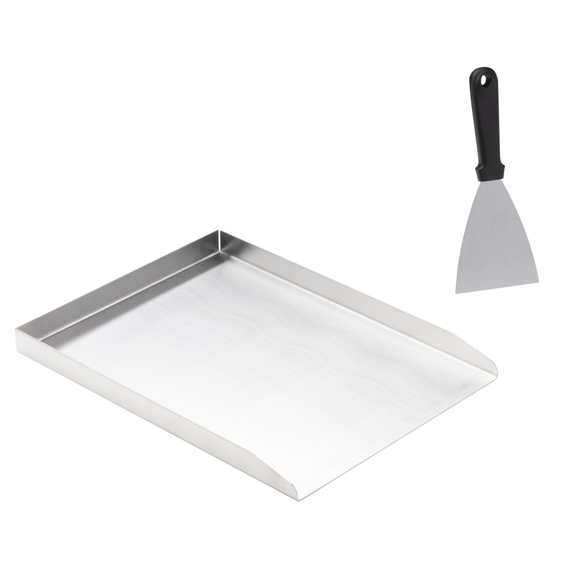 Plancha Grillplatte aus Edelstahl, 40x30x3cm, Grill Platte für Holzkohlegrill und Gasgrill, universelle Burger- und Gemüseplatte