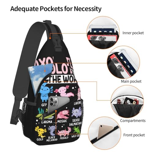 Axolotls Of The World Sling Backpack Unisex Crossbody Chest Bag Shoulder Chest Bag For Women Men Hiking Travel4
