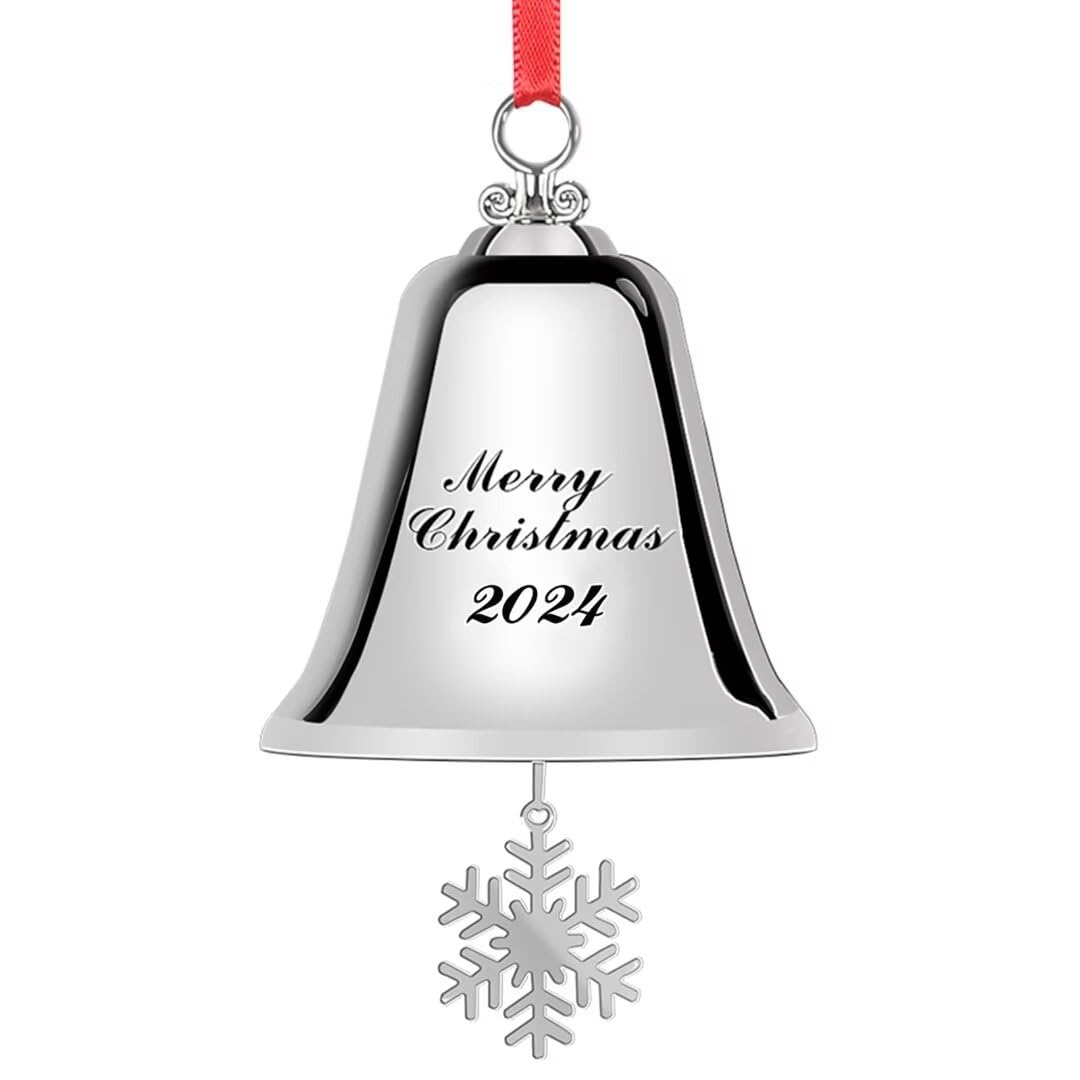 kyoryuger 2023 Christmas Bells Silver Christmas Bell Snowflake Christmas Decor Home deocor Christmas Tree Decor, Door Decor Wreath Decor Bells Gifts for Women Gifts for Friends