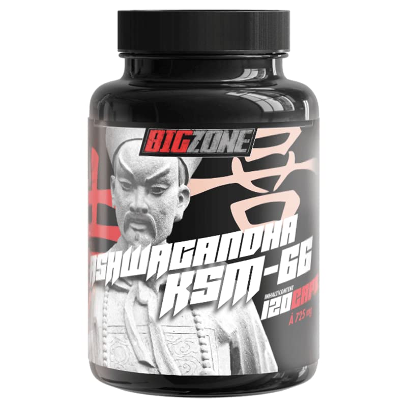 Big Zone Ashwagandha KSM-66® (120 Kapseln) - patentiertes KSM-66® - Vollspektrum -Extrakt mit 5% Withanoliden