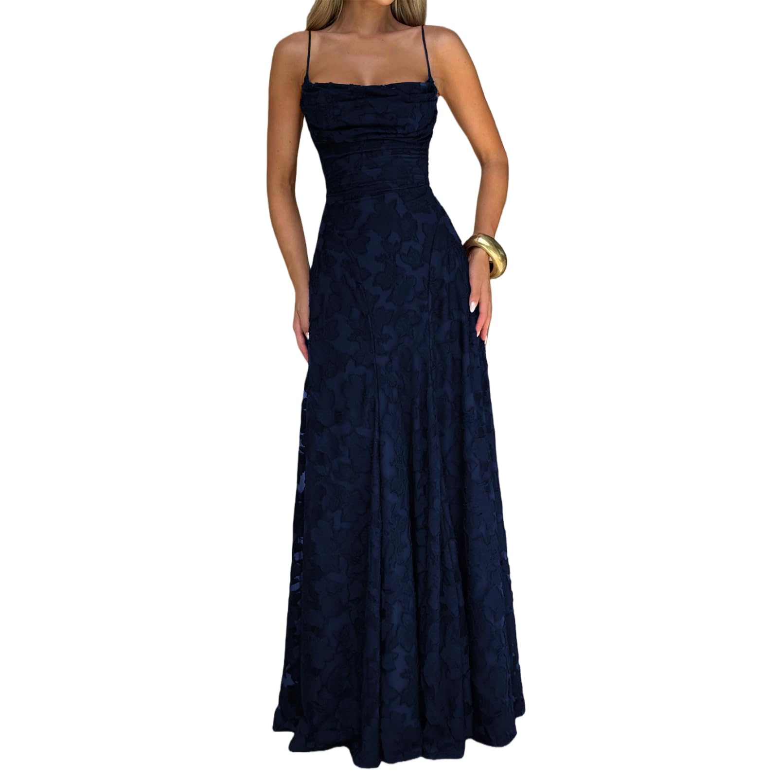 Pizzo Floreale Jacquard Abiti da Damigella D'Onore Elegante Corsetto Spaghetti Strap Backless Chiffon Donne Formale Prom Dress