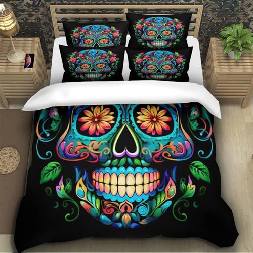 Linge de lit style art folklorique mexicain résistant en taille XL
