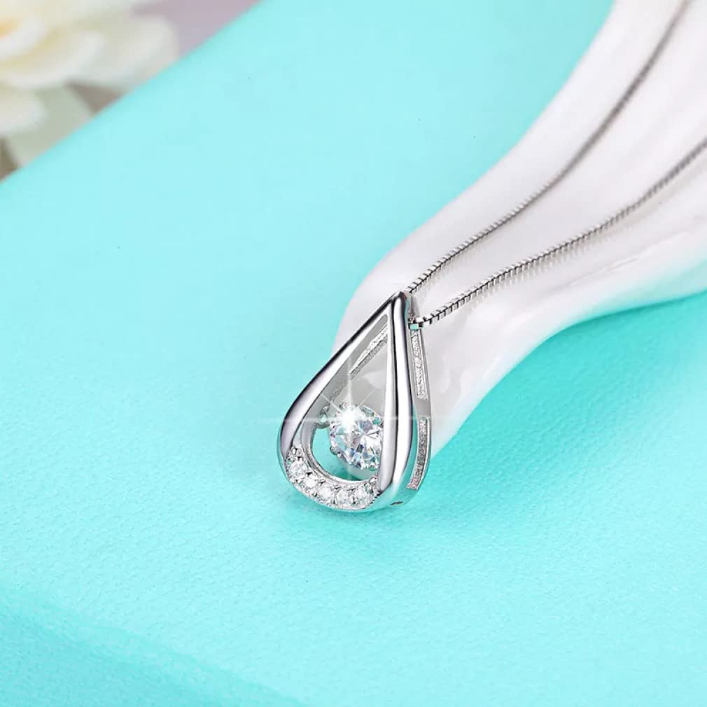 Trójkąt Woda Naszyjnik 925 Sterling Silver Rhinestone Naszyjniki Kobiety Biżuteria Prezent