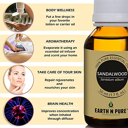 Earth N Pure Sandalwood (Chandan) Essential Oil | 100% Natural & Therapeutic Grade | Undiluted | For Aromatherapy & Relaxation | Flawless Skin |... - Image 4