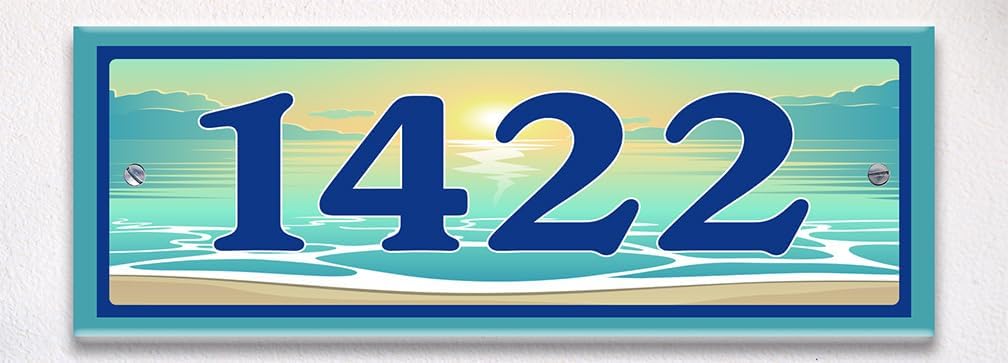 Beach Ceramic Tile House Ocean Themed Ceramic Tile House Number Large Address Plaque