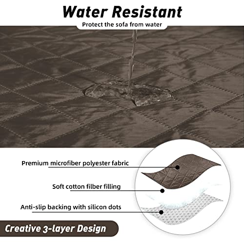 Arfntevss Corner Sectional Couch Covers Water Resistant 3-Pieces L Shape Sofa Cover Set Soft Quilted Anti Slip U-Shaped Slipcovers Living Room Furniture Protector For Pet Dog Cat (Coffee, Large) #TOP2