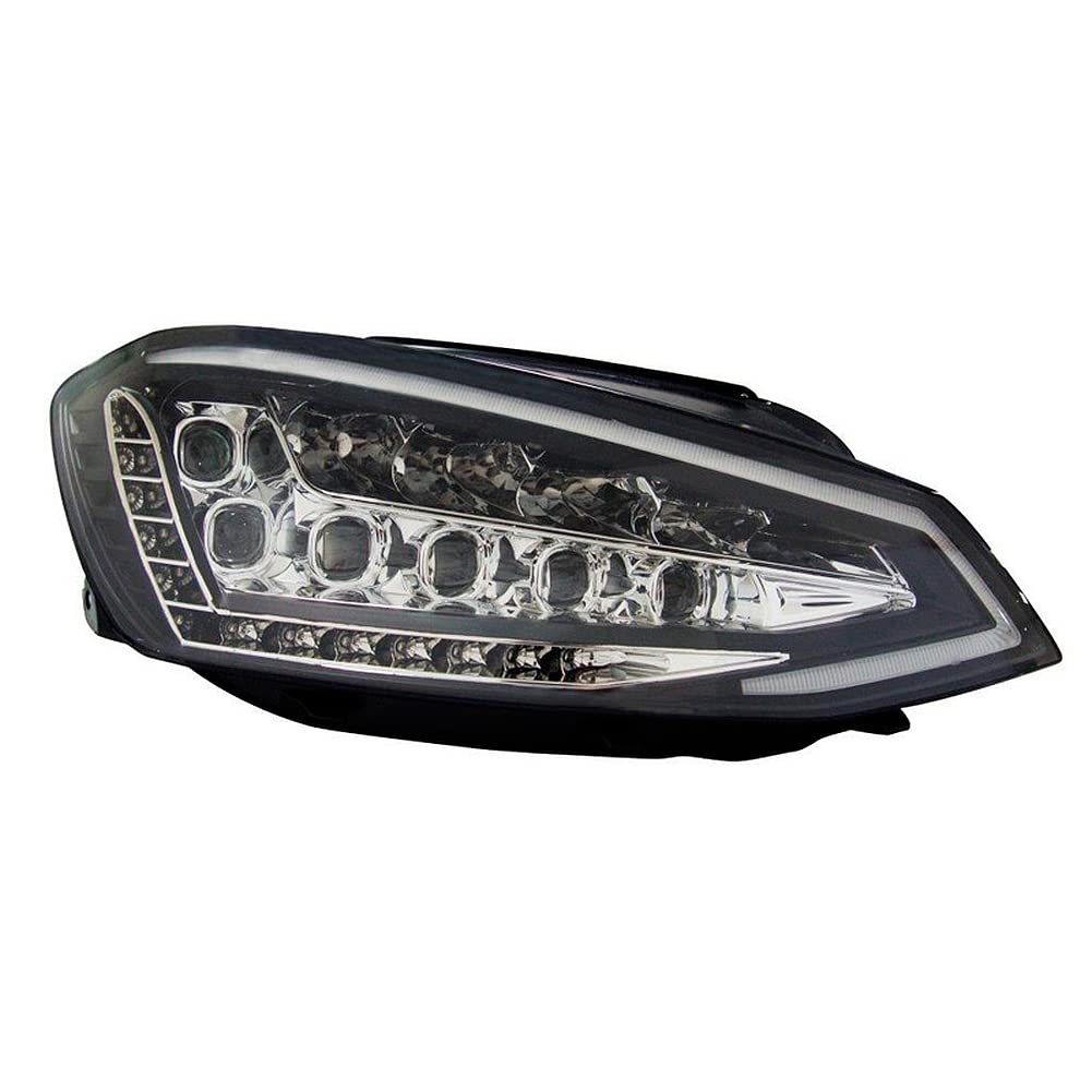 AutoStyle Set de Phares Full-LED incl. DRL sur mesure | compatible avec Volkswagen Golf VII 2012-2017 - Noir - incl. Moteur de Réglage