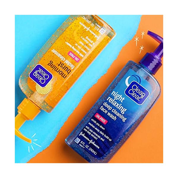 Clean & Clear 2-Pack Oil-Free Facial Cleansers with Citrus Scent, Morning Burst and Night Relaxing, 16 oz
