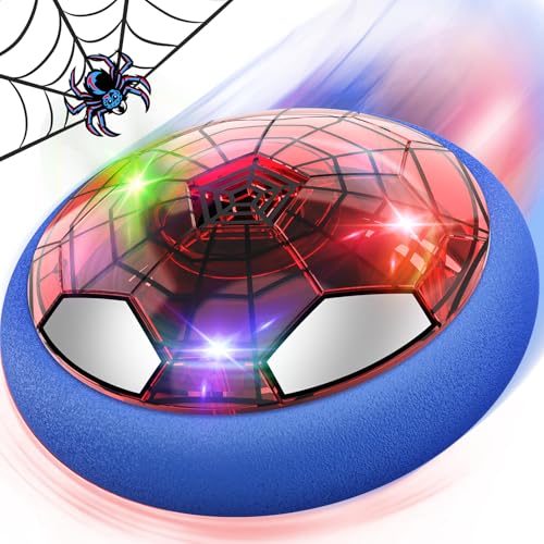Spider Pallone Calcio Fluttuante, Palla da Casa Ricaricabile con Luci LED Giochi Bambini Bimbi 3 4 5 6 7 8 9 10 Anni Gioco Interno Giocattoli Compleanno Natale Regali Hover Soccer Football B