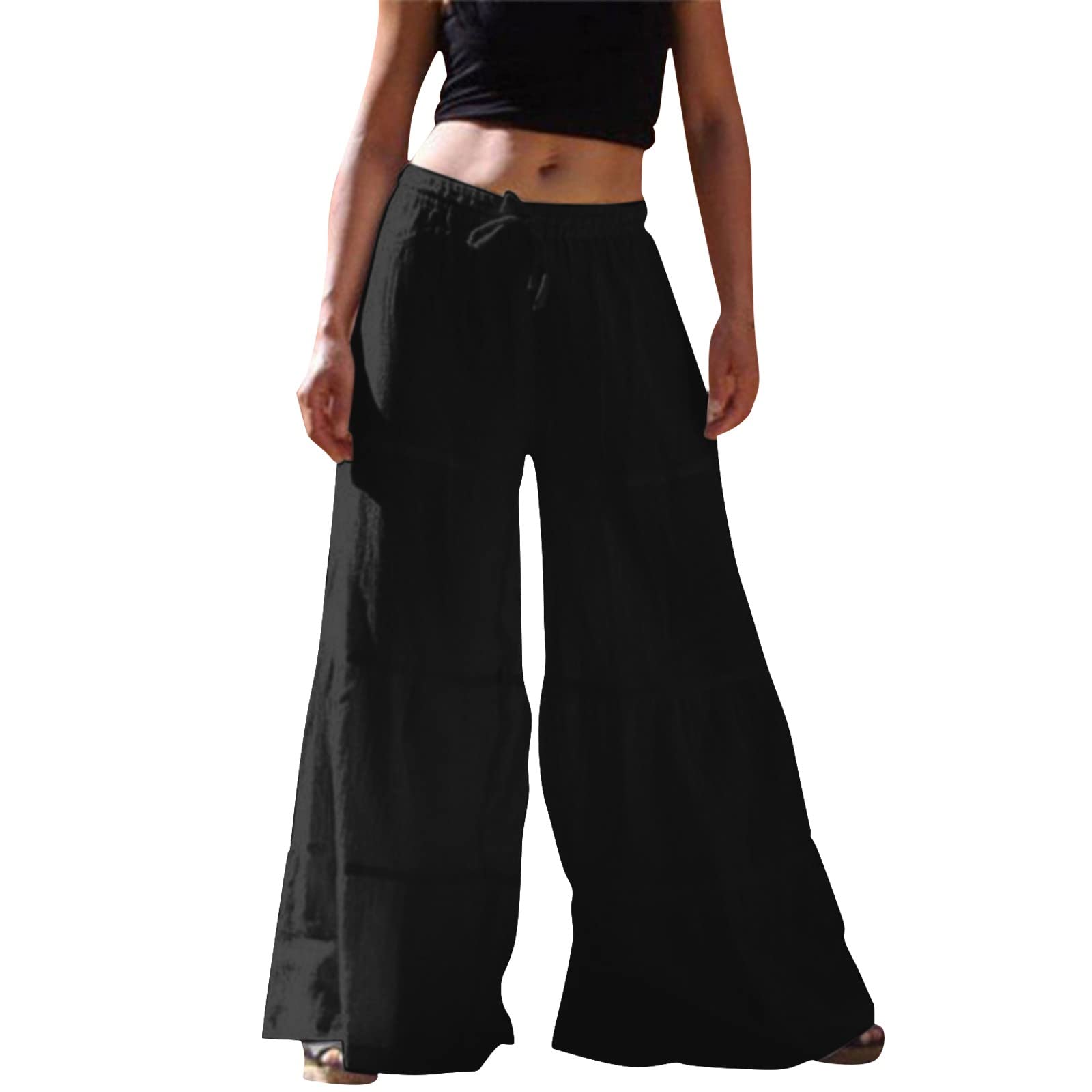 Womens Casual Elastic Waist Solid Comfy Jogging Jogger Pants with Pockets Womens Casual Dress Pants