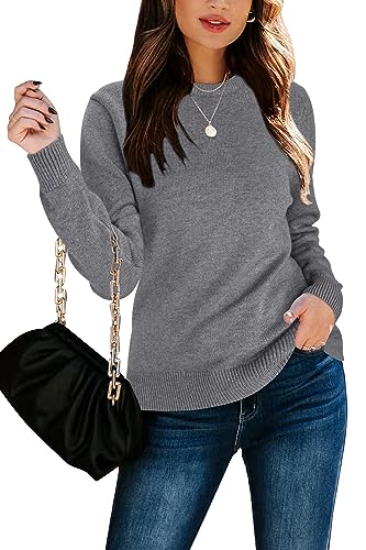 LAISHEN Womens Fall Fashion 2023 Long Sleeve Sweaters Casual Loose Color Block Crew Neck Knit Pullover Tops2