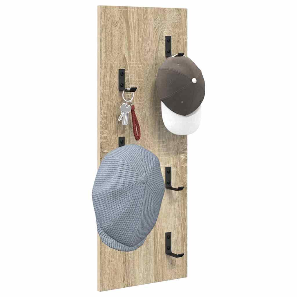 Montowany na ścianie stolik nocny, uchwyt ścienny, dąb Sonoma, materiał drewnopochodny, 30 x 1,5 x 80 cm, z haczykiem, regał ścienny, regał wiszący, regał ścienny, do salonu, łazienki