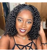 NICMISS Deep Wave Headband Wig Human Hair 14 Inch Curly Headband Wigs for Black Women Human Hair ...