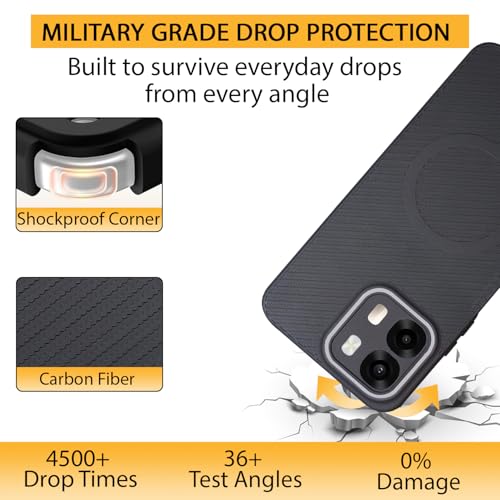 Image of LIRAMARK Rugged Carbon Fibre TPU Armor Silicone Back Cover Case for Oppo A6 Pro