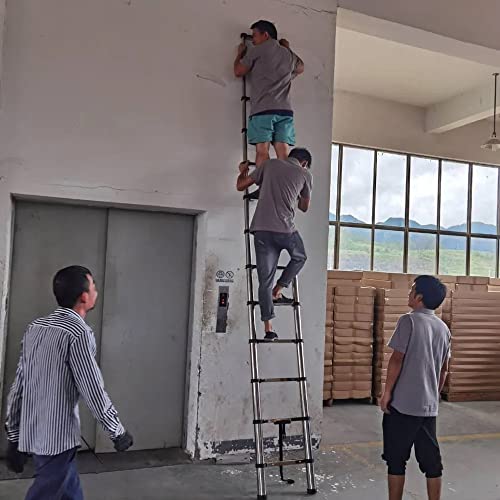 Image of Lukia 13-Steps (12.5 ft) Stainless Steel Telescopic Ladder with Leg Support
