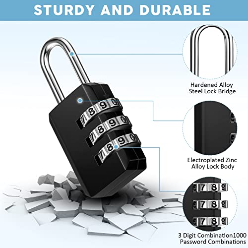 16 Pack Small Combo Locks 3 Digit Combination Lock Luggage Number Locks Backpack Lock Waterproof Padlock For Suitcases Traveling Toolbox School Gym Employee Locker #TOP2