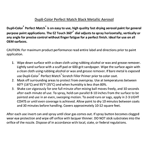 Image of Dupli-Color EBTY15667 Perfect Match Automotive Spray Paint - Toyota Black Metallic, 1G8,204,202 - 8 oz. Aerosol Can