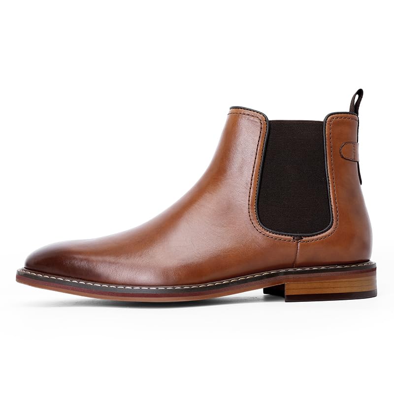 Image of DESAI Men's Chelsea Boots, Handmade Genuine Leather Dress Shoes, Slip On Formal Footwear Booties
