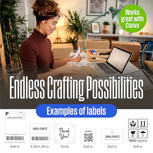 Westinghouse Thermal Shipping Label Printer USB, 4x6 Label Commercial Grade, Compatible with USPS, UPS, FedEx, eBay, Shopify, Amazon, & More, Desktop Label Printer for Packages, Includes Sample Labels