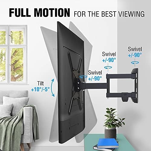Miniatura 8 de ELG Soporte de pared para TV de movimiento completo, compatible con televisores de 26 a 65 pulgadas, hasta 66.1 libras, giratorio, inclinación,