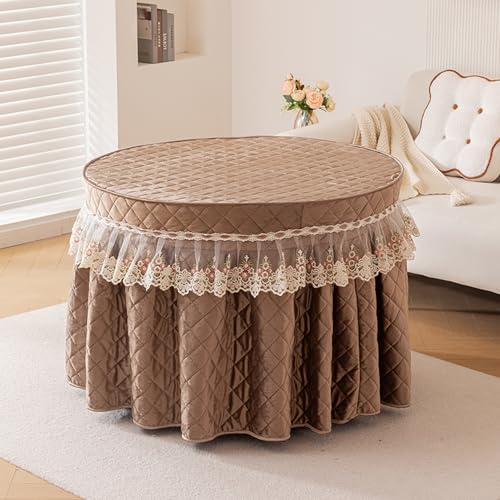 こたつふとん 円形 こたつ用掛け布団 冬用 丸型 レース フィットキルト 厚手 フタ掛け 吸湿発熱 保温性 多機能 多層構造 火燵布団 北欧 テーブル用こたつ布団 テーブル 大判 掛け布団 丸洗いOK 直径110cm-高70cm