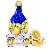Hand-painted Jar 'LEMON' filled with Limoncello of Sorrento (Made in Italy) with n° 2 Glasses