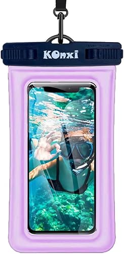 Bolsa flotante impermeable para teléfono, funda impermeable bajo el agua para nadar en la playa (morado)
