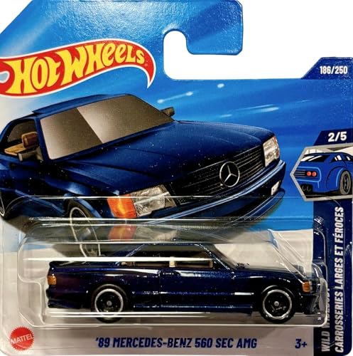Hot Wheels - '89 Mercedes-Benz 560 SEC AMG - Wild Widebody 2/5 - Dark Blue Luxury Coupe in 1:64 Scale, Officially Licensed Mercedes Model - Mattel 2025 (186/250) - 1:64