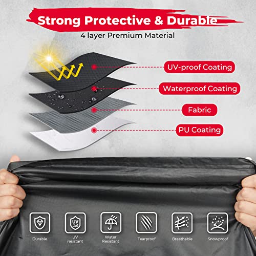 Utv Cover Kemimoto Heavy Duty Cover Compatible With Polaris Rzr, Can-Am Maverick, Kawasaki Teryx4, Cfmoto, Yamaha 2-3 Seater Side By Side Cover With Reflective Strip All Weather Protection Cover #TOP2