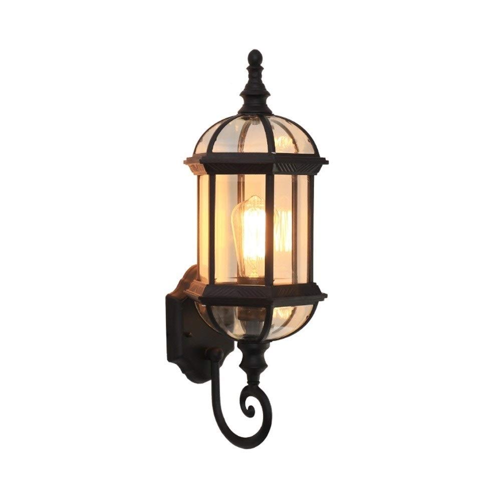 VDOQTLJT Outdoor Waterproof Single Head Gooseneck Wall Lamp Balcony Exterior Garden Creative Birdcage Bronze Finish Embedded Clear Glass Lantern Corridor Light Dusk Lighting Sconce E27