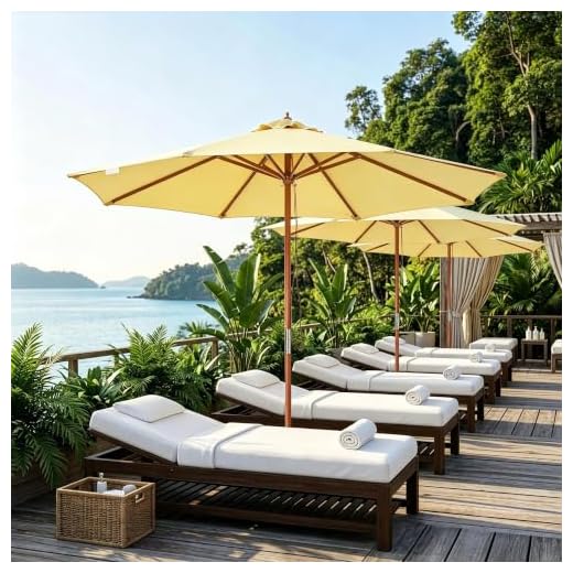Yescom 9ft Creamy Yellow Patio Umbrella