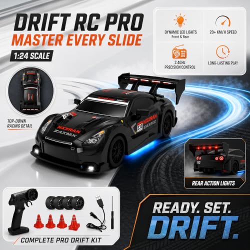 FLYTEK Skid RC Drift Car 4x4, Red, Ages 8+ BLACK - Image 3