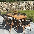 PURPLE LEAF 7 Pieces Outdoor Dining Set All-Weather Wicker Outdoor Patio Furniture with Table All Aluminum Frame for Lawn Garden Backyard Deck Patio Dining Set with Cushions, Brown