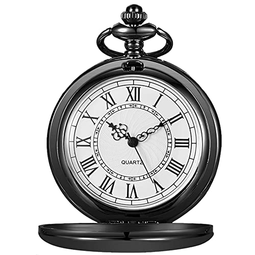 Image of Smooth Pocket Watch Alloy Steel Quartz Roman /Arabic Numerals with 37cm Chain for Father's Day Xmas Best Gifts