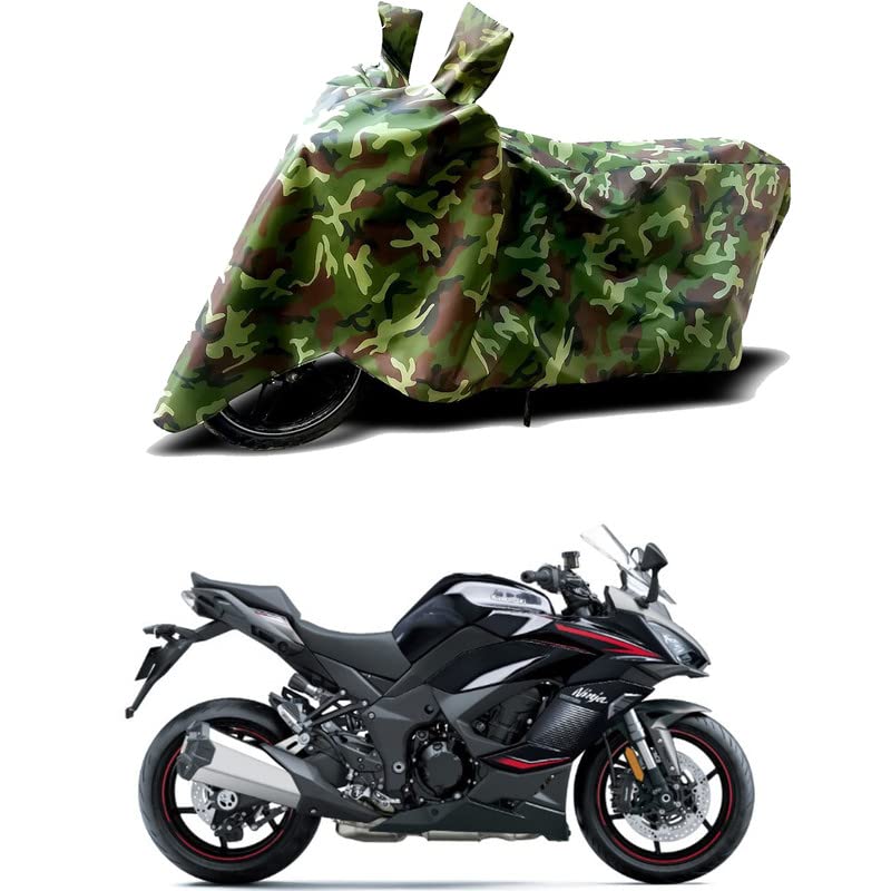 Image of 100% Water Resistant Bike Scooty Two Wheeler Body Cover Compatible For KawasaNinja 1000SX BS6 /UV-Rays /Heat Protection /Birds Dropping /Scratchproof /Dust proof /Waterproof /All Varient[Green MJ]