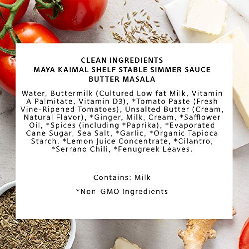 Maya Kaimal Butter Masala Sauce, 12.5 Oz, Mild Indian Simmer Sauce With Creamy Tomato And Ginger. Vegetarian, Gluten Free #TOP5