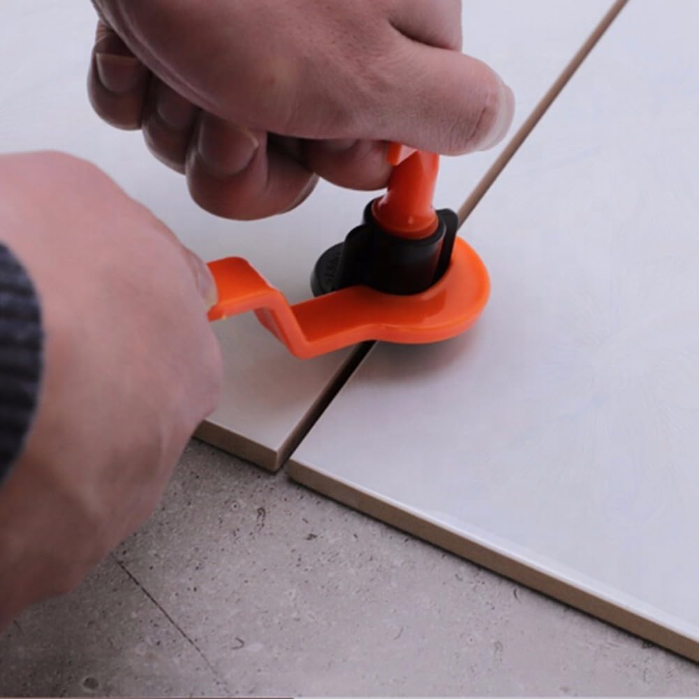 Fliesen-Nivelliersystem, quadratische Equalizer-Clips mit Werkzeug für 5–20 mm dicke Keramik-Boden-, Wandfliesen, Installation und Ausrichtung, 50 Stück