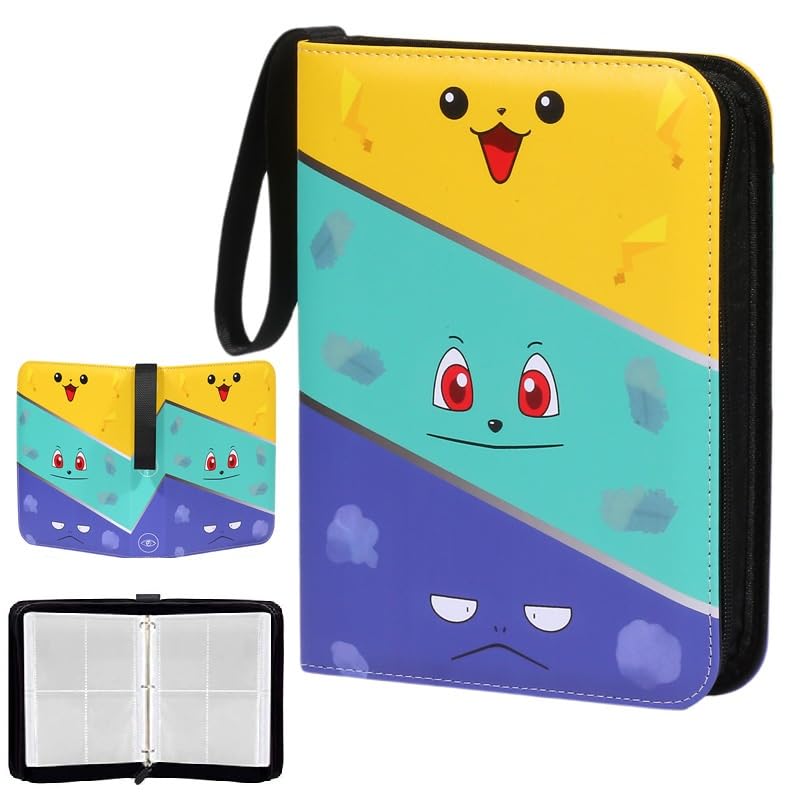 Alexvyan Binder, Card Collector Album Holder for 400 Cards Cartoon Print Zipper Bag Trading Binder Card's Collection Bag Game Case Gift for Kids Boys Girls(50 * 4 * 2)