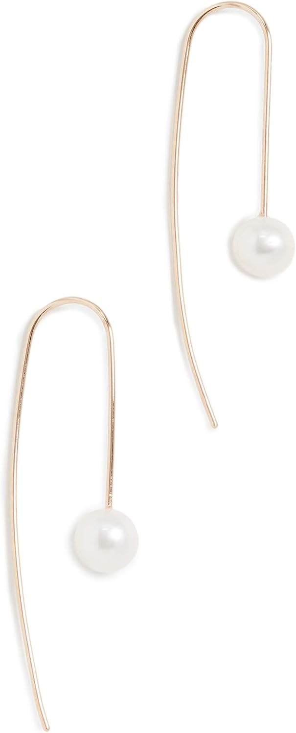 Zoe Chicco Women's 14k Gold White Freshwater Cultured Pearl Wire Earrings, Yellow Gold, One Size