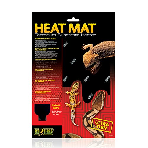 Exo Terra Heat Mat - Reptile Terrarium Substrate Heater for Safe, Even Heating | Ideal for Tropical & Temperate Reptile Environments - 8 Watt, Small