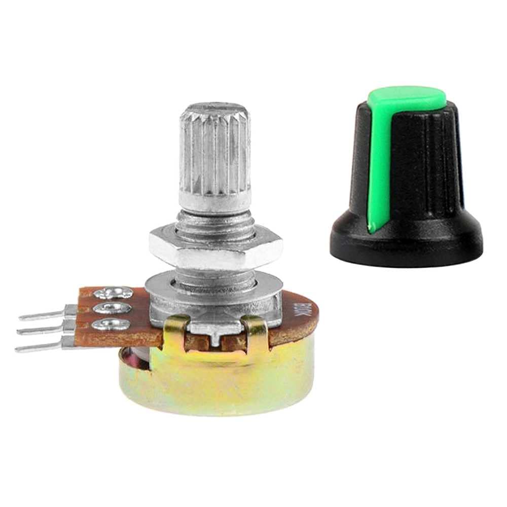 Produktbild von OcioDual Potentiometer B10K – 10K Ohm, Linear, Mit Grünem Drehknopf – Für Raspberry Pi & Robotik-Projekte