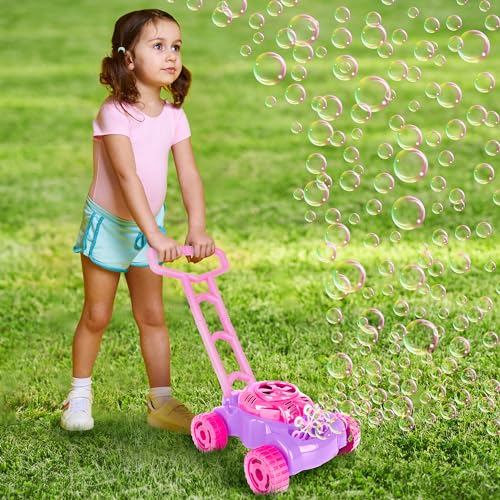 artcreativity bubble lawn mower for toddlers 1-3 kids bubble machine for 1-year-old girl gifts summer outdoor push gardening toys for kids age 1 2 3 halloween birthday gifts for preschool girls